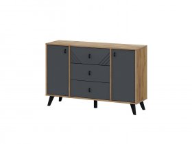 Комод 3ящ. и 2ств. Байкал (дуб крафт золотой/графит) в Кирзе - kirza.mebel-nsk.ru | фото