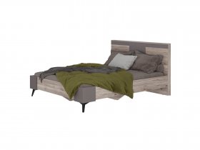 Кровать двуспальная 1,6м КР-19 Кассандра (дуб смоки/MF14) в Кирзе - kirza.mebel-nsk.ru | фото