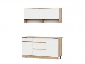 Кухонный гарнитур 1,6м Брауни (дуб делано/белый) в Кирзе - kirza.mebel-nsk.ru | фото