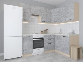 Модульная угловая кухня 1,4м*2,1м Лада (цемент) в Кирзе - kirza.mebel-nsk.ru | фото