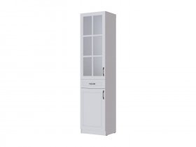 Пенал-витрина Апполия гостиная (белый/белый дуб) в Кирзе - kirza.mebel-nsk.ru | фото