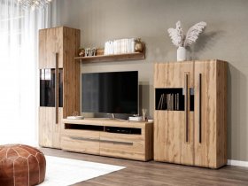 Модульная стенка Ницца (дуб вотан) в Кирзе - kirza.mebel-nsk.ru | фото
