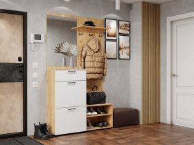 Прихожая Монтана (дуб крафт золотой/белый) в Кирзе - kirza.mebel-nsk.ru | фото