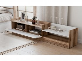 Тумба под ТВ Брауни (дуб делано/белый) в Кирзе - kirza.mebel-nsk.ru | фото